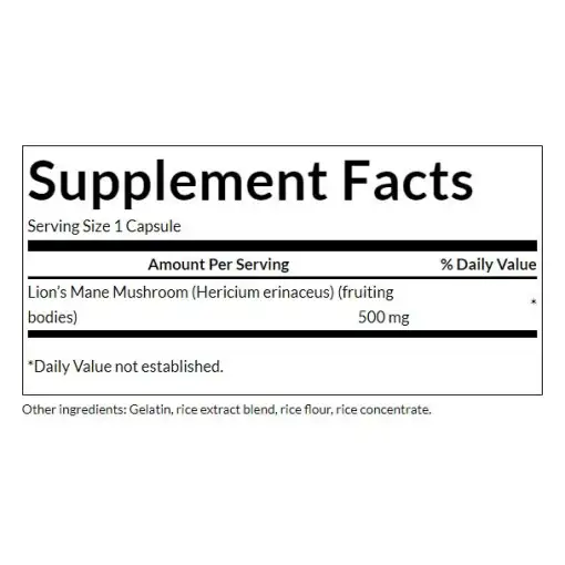Swanson Lion's Mane Mushroom (Hericium erinaceus) 500mg – 60 Capsules – Bild 2