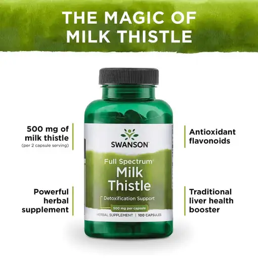 Swanson Milk Thistle 500 mg – 100 Capsules - Image 4