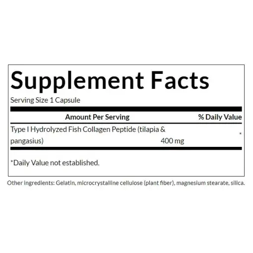Swanson Hydrolyzed Fish Collagen Type I – 400 mg | 60 Capsules – Image 3
