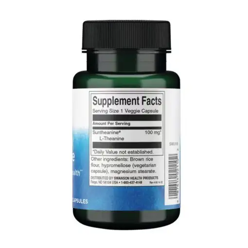 Swanson L-Theanine Suntheanine® 100mg – 60 Veggie Capsules - Image 2