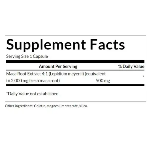 Swanson Maca Root Extract 500mg – 60 Capsules – Image 3