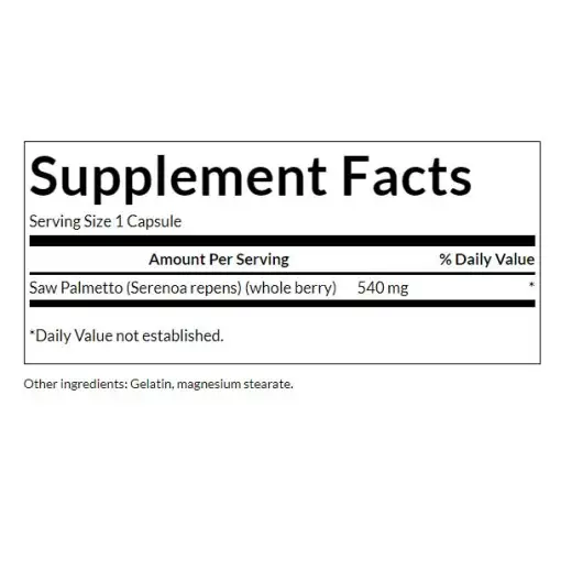 Swanson Saw Palmetto 540mg – 100 Capsules - Image 2