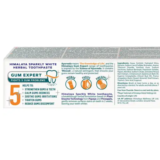Himalaya Sparkly White Herbal Toothpaste – 75 ml - Image 2