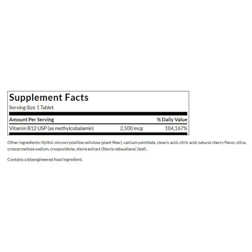 Swanson Vitamin B12 Methylcobalamin – 2500 mcg (60 Orally Dissolving Tablets) – Image 6