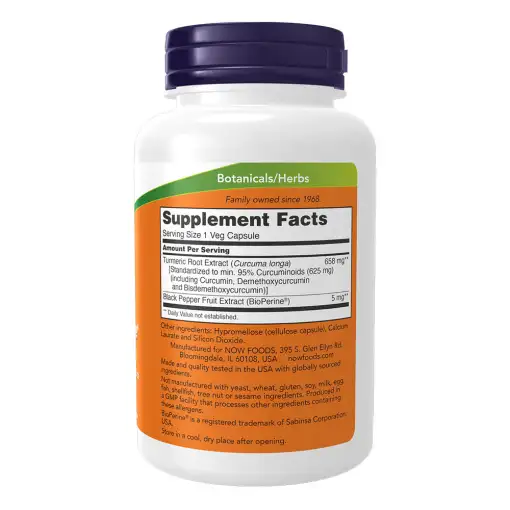 Turmeric Curcumin with BioPerine – NOW Foods | 90 Vcaps – Image 2