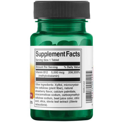 Vitamin B-12 Methylcobalamin 5000 mcg High Absorption – Swanson – 60 Chewable Tablets – Image 3