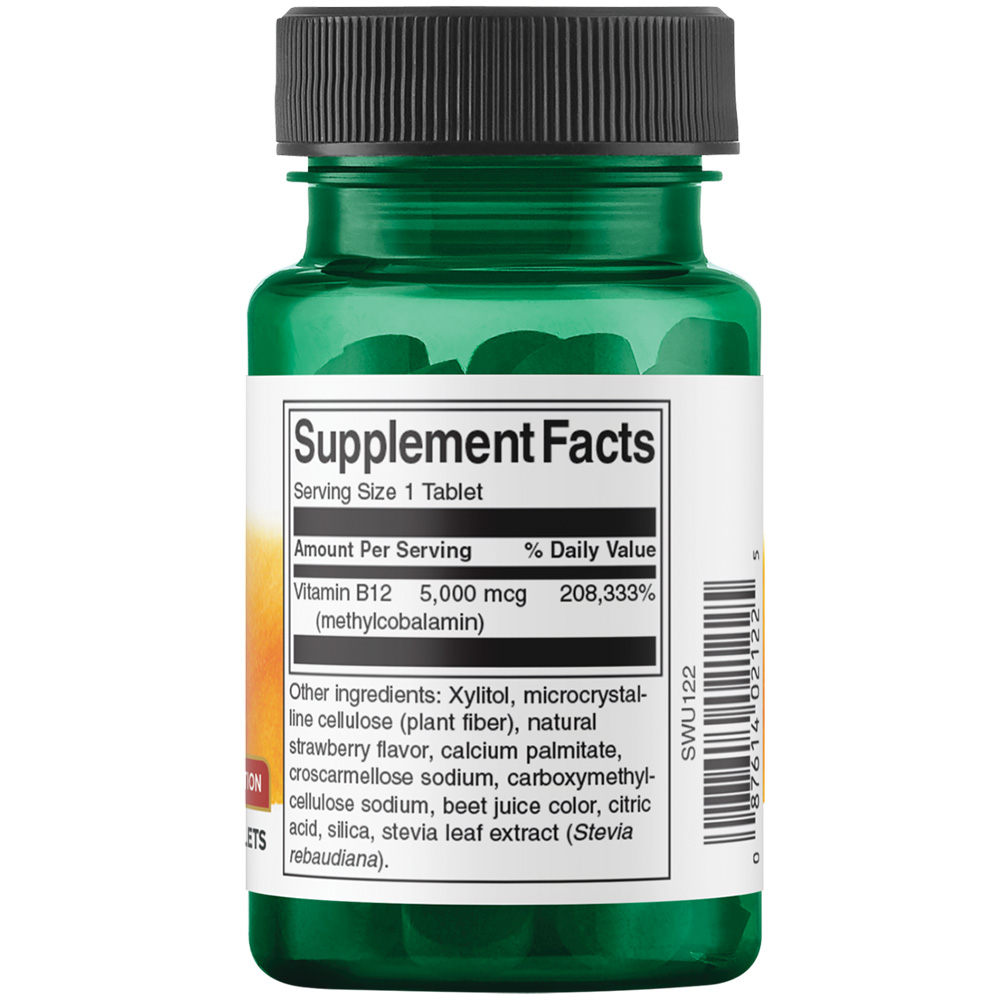 Vitamin B-12 Methylcobalamin, 5000mcg High Absorption - 60 tabs – Bild 3