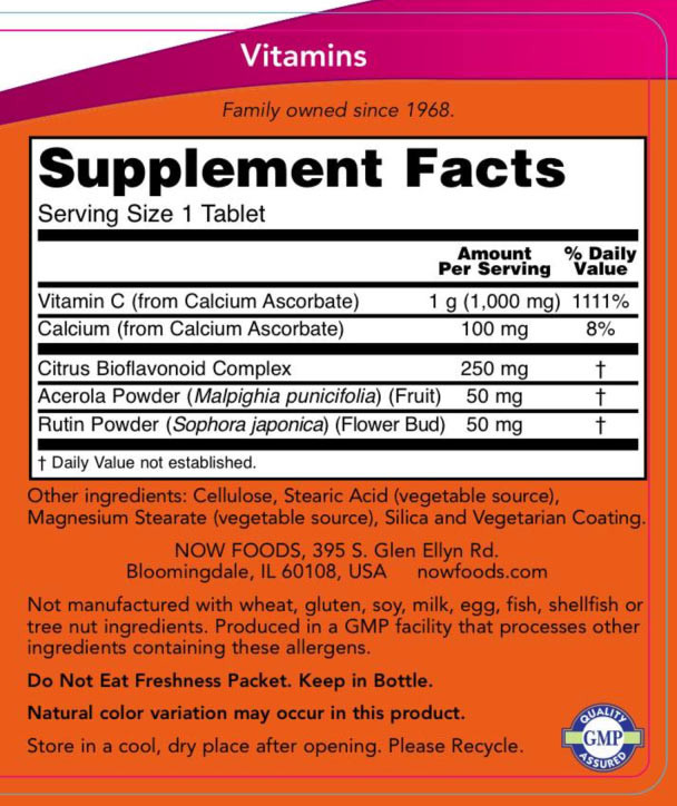 Vitamin C-1000 Complex - Buffered with 250mg Bioflavonoids - 180 tabs – Bild 2